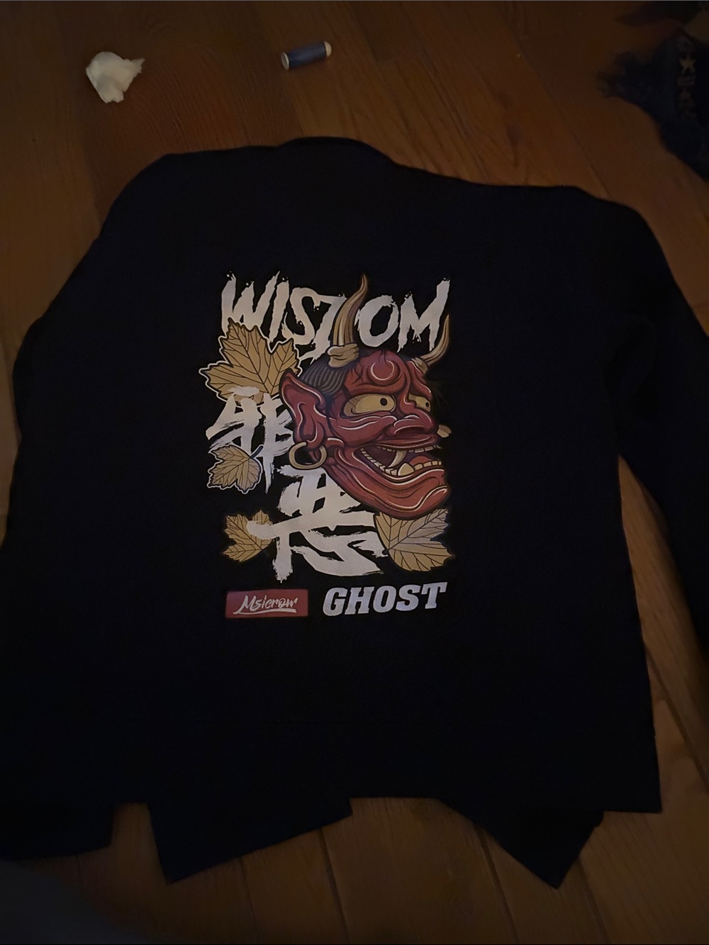 Source Unknown Black Jacket with Red Oni Mask and Gold Leaf Graphic